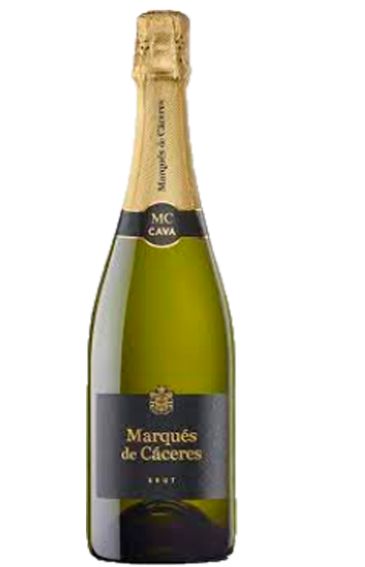 Botella de Vino Espumoso Cava Marqués de Cáceres Brut con una variedad de uvas de 50% Xarel.lo, 30% Macabeo, 20% Parellada
