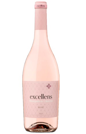 Vino Rosado Excellens Rosé Marqués de Cáceres elaborado con Garnacha tinta y Tempranillo