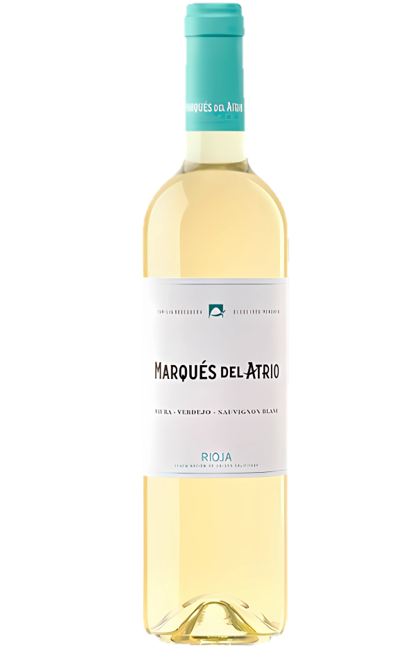 Botella de vino rioja Santinela Semi Dulce: con una variedad de uvas 95% Viura, 5% Malvasía, 11.5% alcohol.