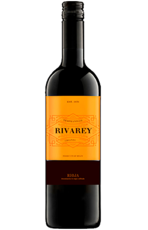 Botella de vino tinto Riva Rey Marqués de Cáceres elaborado 100% con uvas tempranillo