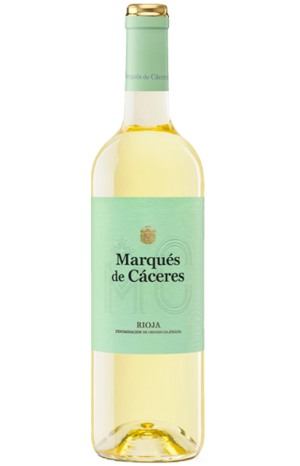 Vino Blanco Marqués de Cáceres Viura 100%, con fermentación lenta en acero inoxidable.