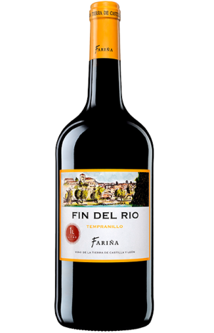 Botella de vino tinto tempranillo fin del rio de bodegas fariña